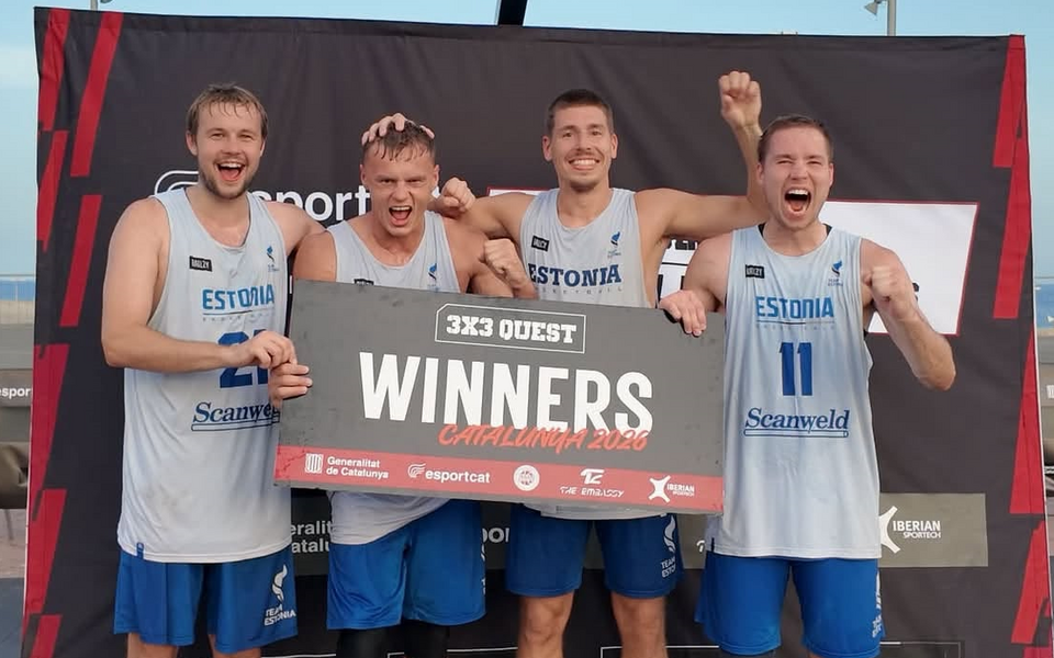 Eesti 3x3 korvpallikoondis koosseisus Ken-Martti Reinart, Jaan Puidet, Aleksander Oliver Hint ja Jorgen Rikberg
