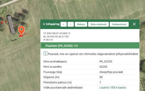 Puurkaevude info maa-ameti kaardirakenduses