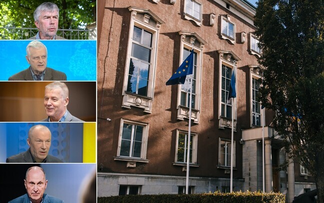 Meelis Kiili, Vello Loemaa, Riho Ühtegi, Margus Koplimägi, Leo Kunnas, Neeme Väli ja kaitseministeeriumi hoone.