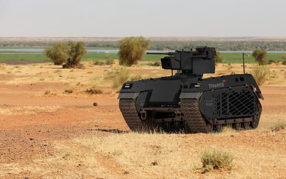 A Milrem Robotics THeMIS unmanned ground vehicle (UGV).
