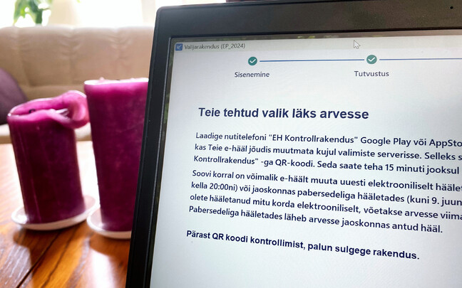 Confirmation of an electronically cast vote in the 2024 European Parliament. June 8, 2024.