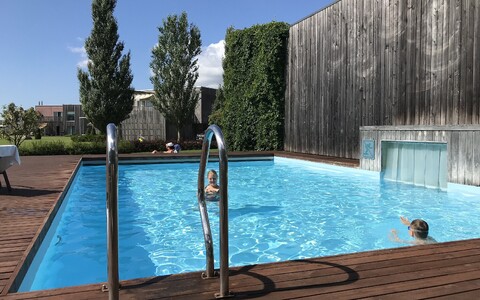 Tourists at a spa in Kuressaare on the island of Saaremaa.