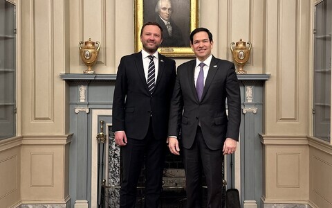 Margus Tsahkna and Marco Rubio on March 25, 2025.