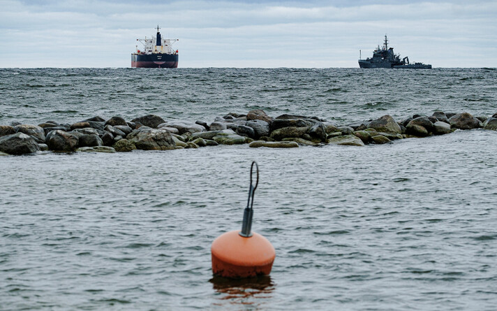 The Kiwala detained off the Estonian coast between the island of Aegna and the port of Muuga, east of Tallinn, Friday, April 11, 2025.