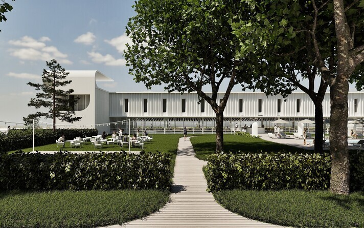 The winning entry in the architectural competition for the redevelopment of Pärnu beach building.