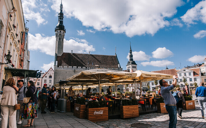 Summer bustle in Tallinn’s Town Hall Square.