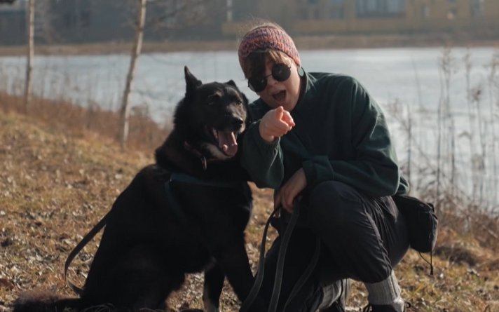 Dog Pennu and his owner Elisabeth Kaldvee.