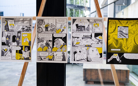 Comic strip on exhibit in the EKA foyer.