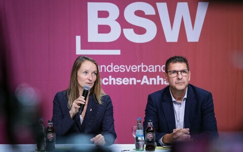 BSW Saksi-Anhalti fraktsiooni aseesimees Claudia Wittig ja fraktsiooni esimees Thomas Schulze