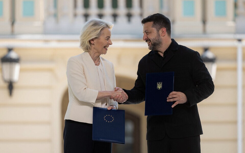 Euroopa Komisjoni president Ursula von der Leyen ja Ukraina president Volod&otilde;n&otilde;r Zelenski.