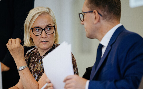Minister of Education and Research Kristina Kallas (Eesti 200) and Prime Minister Kristen Michal (Reform).