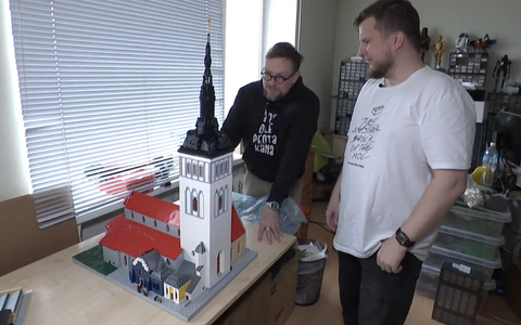 Tallinn’s St. Nicholas’ Church built from Lego pieces by Nikolai Mordan (right). The real church is currently a museum.