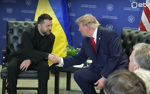 Donald Trump and Volodymyr Zelenskyy meeting at the UNGA.