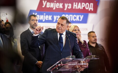 Милорад Додик на пресс-конференции после оглашения результатов выборов.