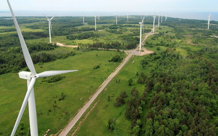 Wind turbines in Estonia. Energy output rose 56.9% in August, driven by wind and solar.
