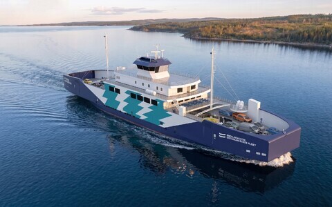 Artist's rendition of the on-order e-ferry, which will be the first in Estonia which can be charged from the shore.