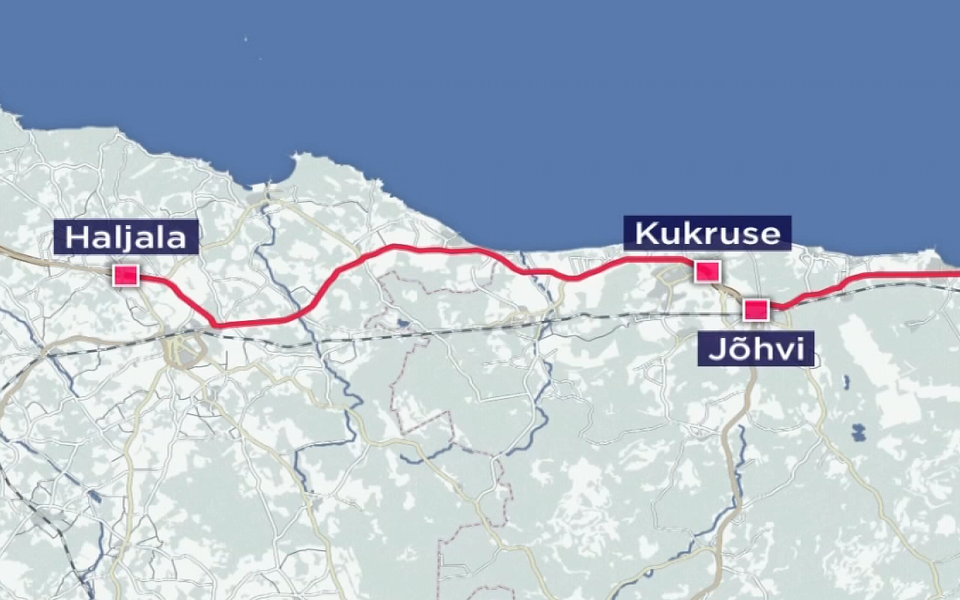 Haljala-Kukruse l&otilde;igu trassivalik.
