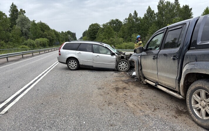 Road traffic accident scene in Estonia.